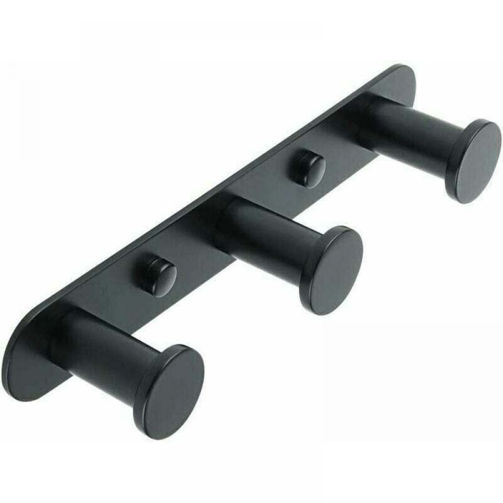 Schwarze Handtuchhaken, Bademantelhalter, Mit 3 Haken, Matte Oberfläche, Wandgarderobe.