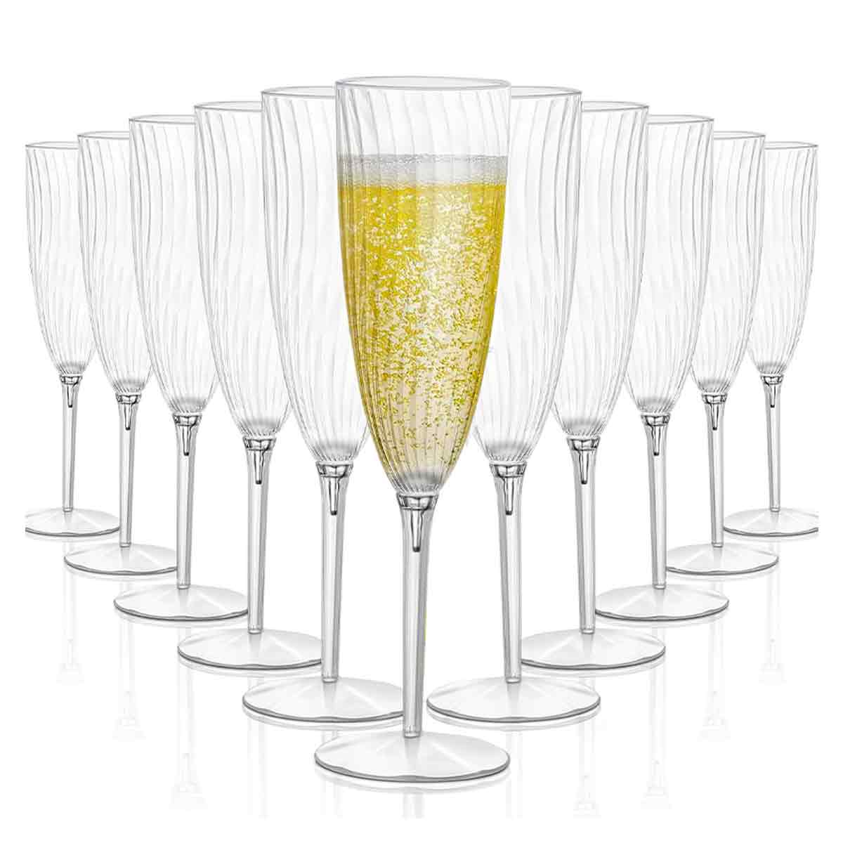20 Stapelbare, Wiederverwendbare, Transparente Und Elegante Champagnergläser (150 Ml)
