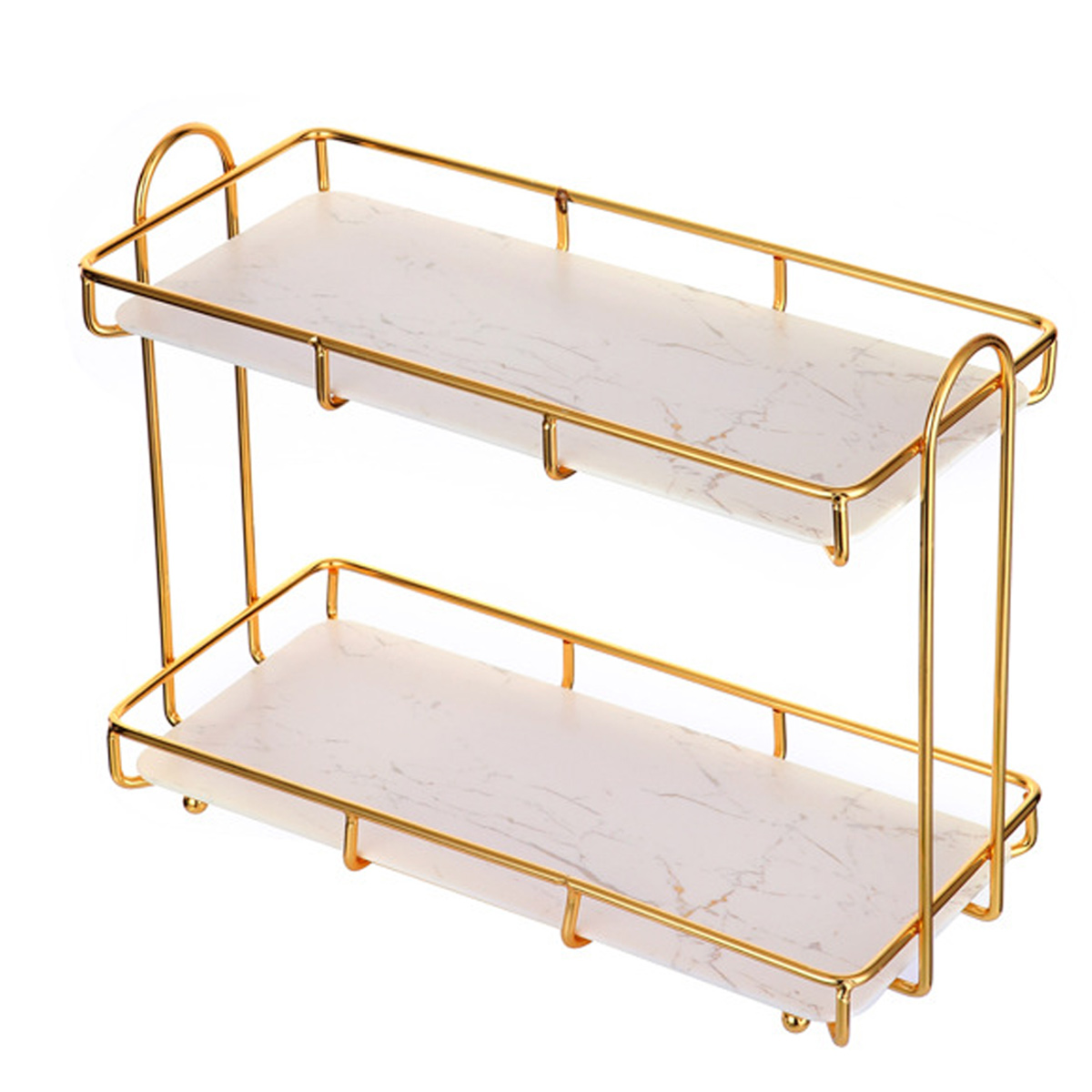 2-stöckiges Regal – Gold – Kosmetikaufbewahrungsregal – Metallrahmen – Elegantes Design