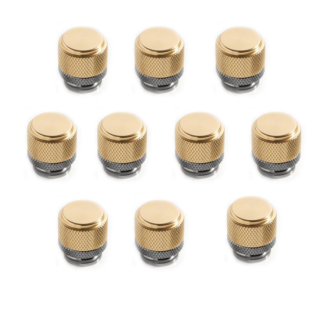 Set Mit 10 Möbelknöpfen, Schwarz-goldenes Metall, Für Schranktüren Und Schubladen