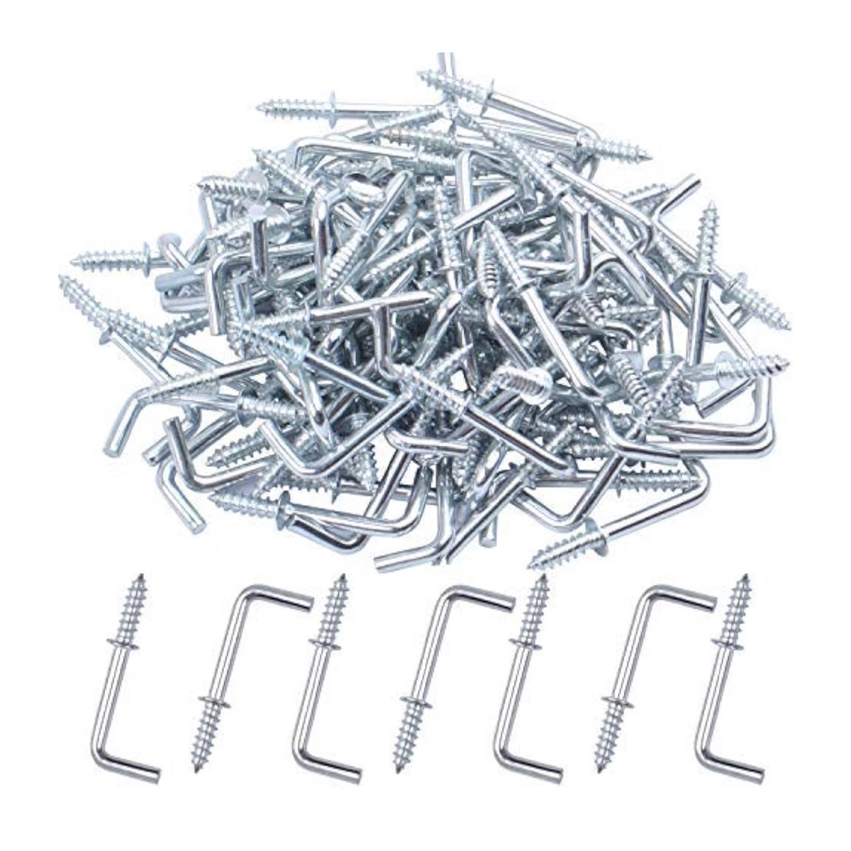 Metall-schraubhaken, 100er-packung, 19 Mm (3/4 Zoll) Rechtwinklig, Selbstklebende Vierkanthaken Zum Aufhängen, Silberfarben