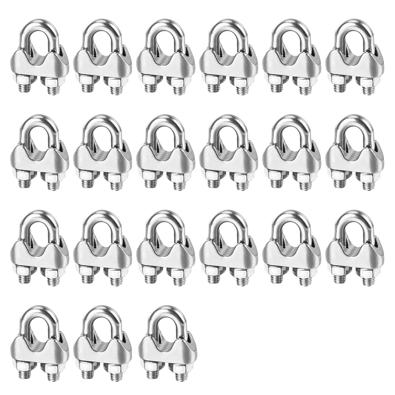 M4 Stahlkabelklemmen, 20 Stück 4 Mm Edelstahlkabelklemmen, U-bügel-metallkabelklemmen, Silberne Kabelklemmen