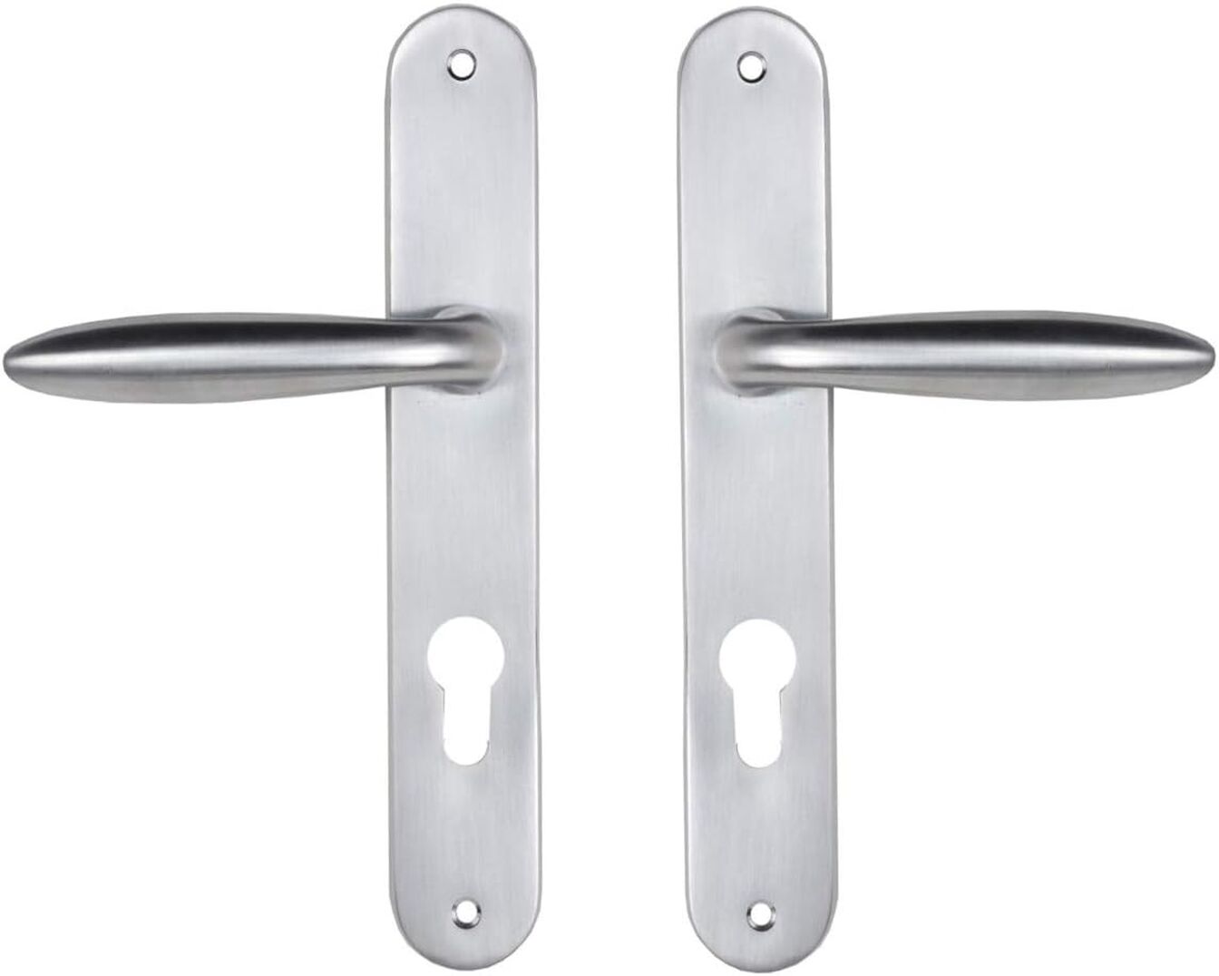 1 Paar - Türgriff - Rosette - Satiniertes, Verchromtes Zamak - Für Europäische Zylinder - 195 Mm Mittenabstand - Silber - 22,5 X 3