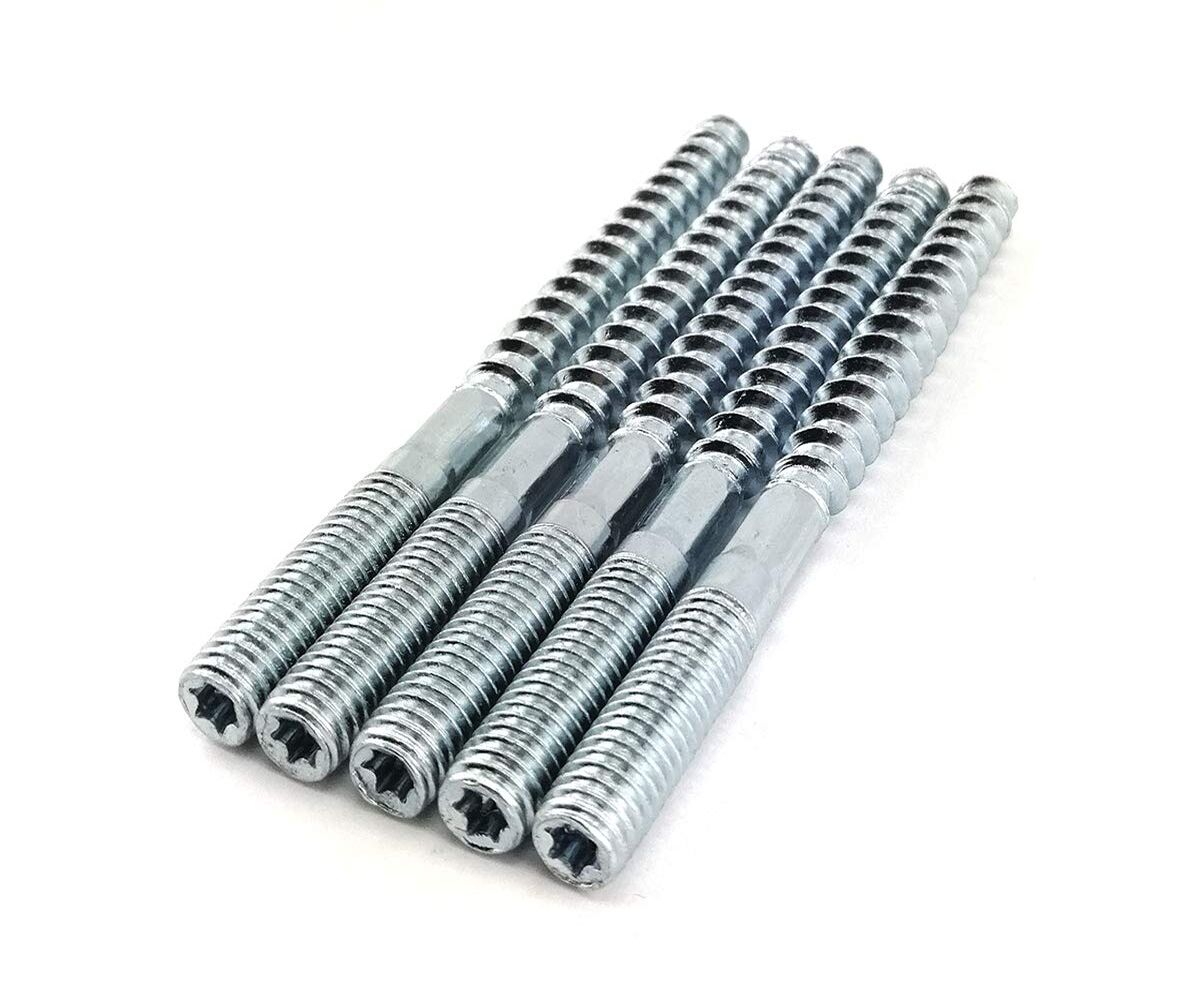 20 - Doppelgewindeschraube - Gewindebolzen - Befestigung In Holz Und Mauerwerk - Verzinkter Stahl - Torx-kopf - Silber - 8x80mm