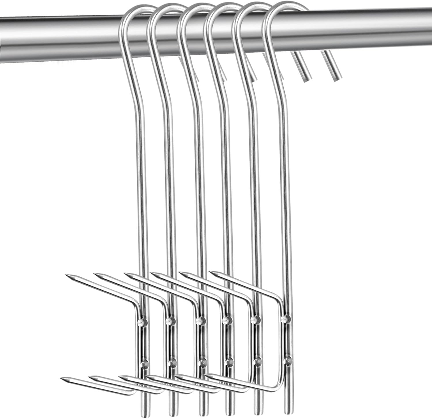 5 Stück – Räucherhaken – Edelstahl – Für Fleisch, Fisch, Wurst – Für Zuhause Und Draußen – Silber – 21 X 0,5 Cm