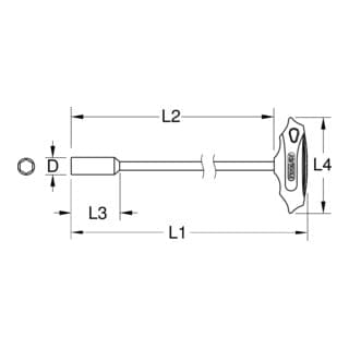 T-Griff-Nuss-Schraubendreher, lang, 9mm