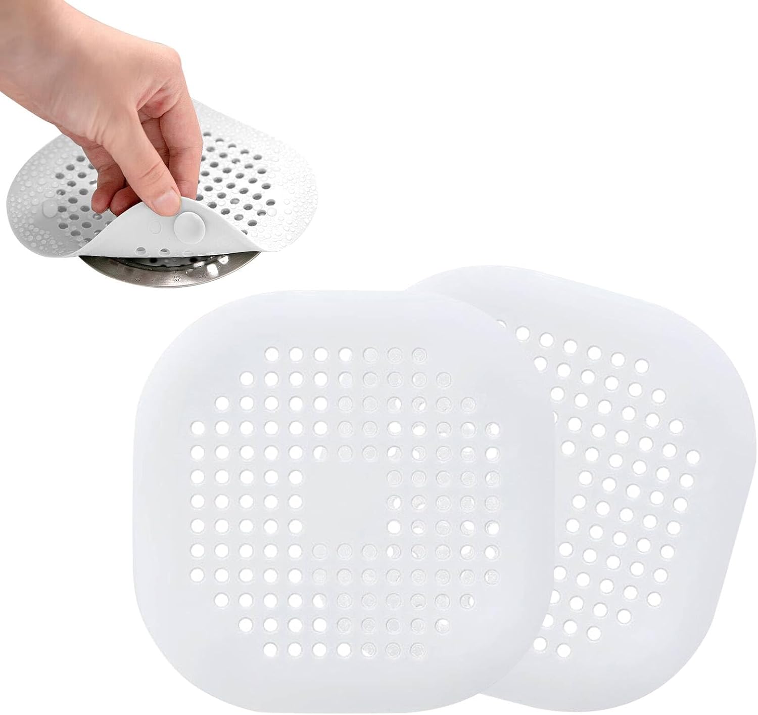 Set Mit 2 Universellen Silikon-ablaufrosten Für Dusche, Badewanne Und Küchenspüle (weiß)