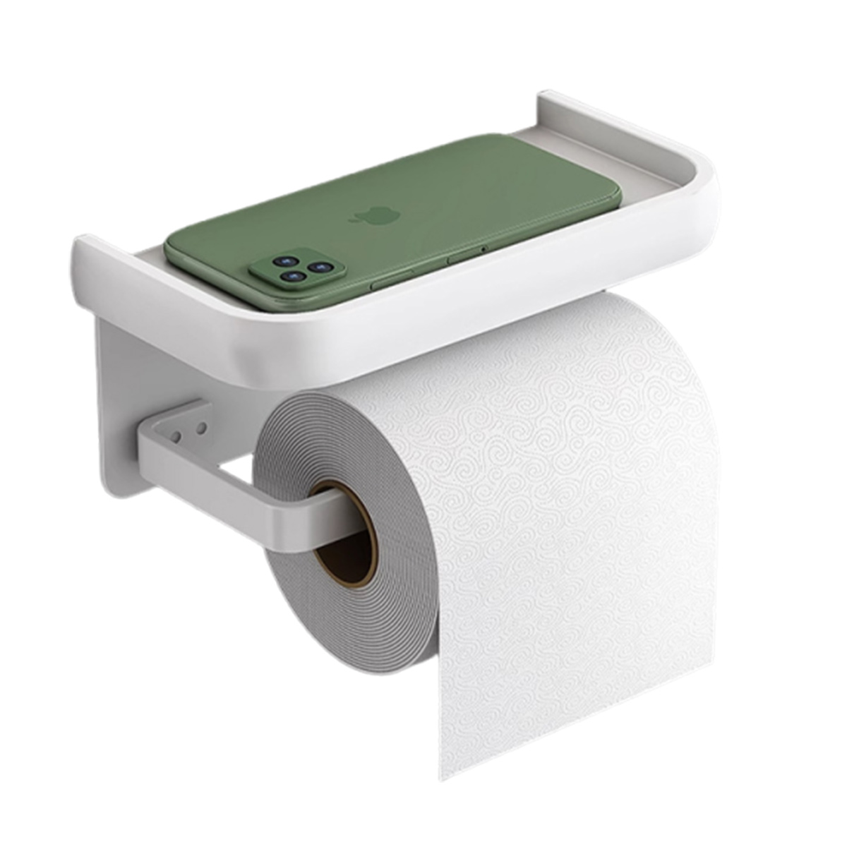 Toilettenpapierhalter Mit Ablage, Selbstklebender Wandspender Für Bad Und Küche – Weiß