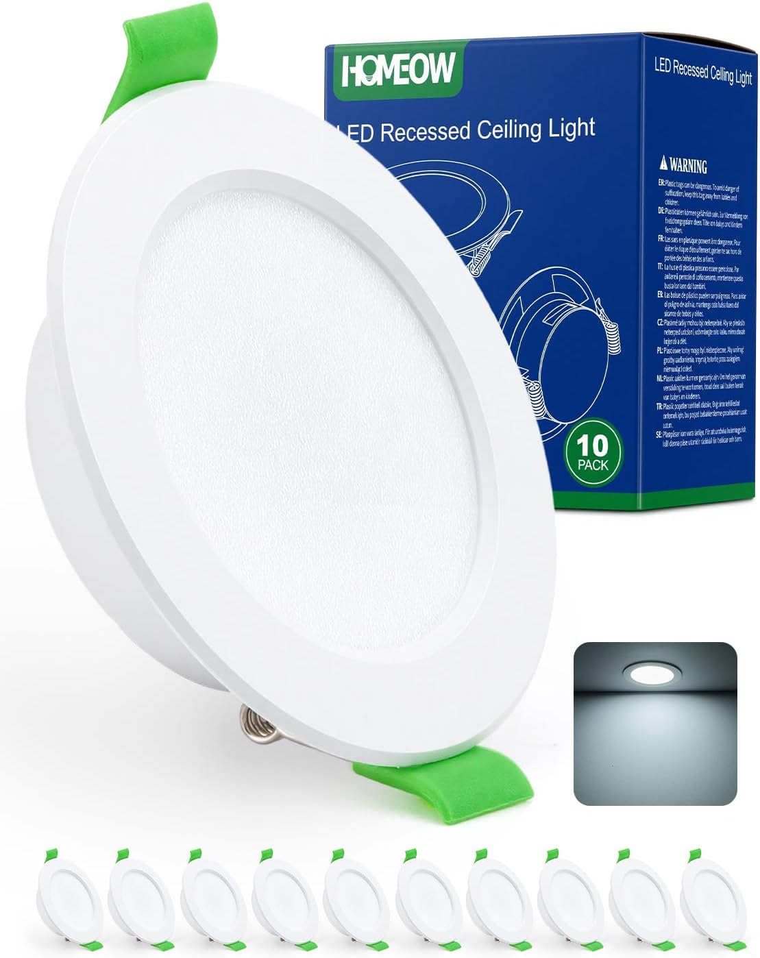 Extraflacher 68-mm-led-einbaustrahler, Ip44 Wasserdicht, 5 W, 400 Lumen, Neutralweiß (4000 K), Ausschnitt 68–78 Mm