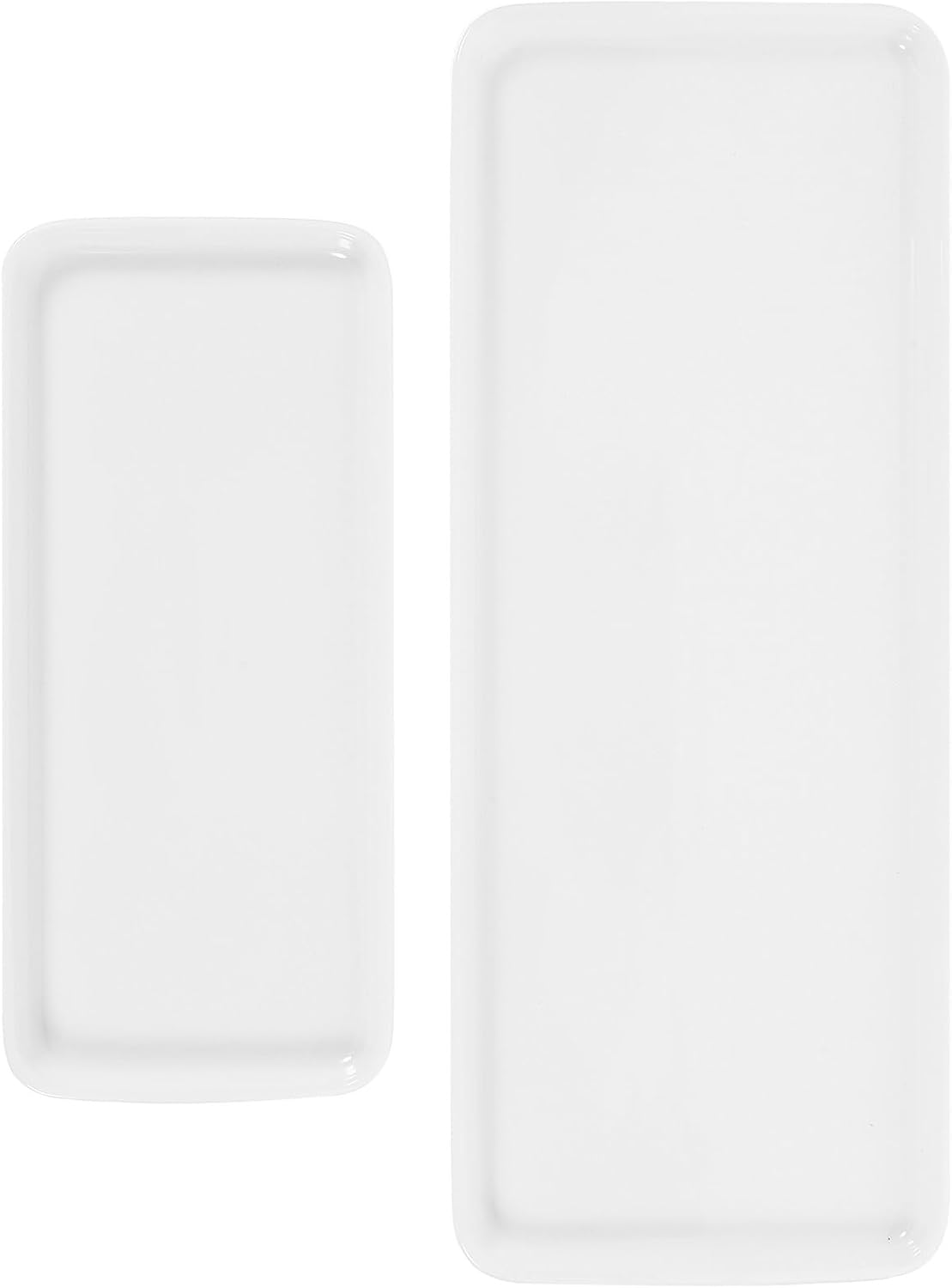 Set Aus 2 Weißen Keramik-badewannentabletts Mit Glatter Oberfläche, Zur Aufbewahrung Von Kosmetikartikeln Auf Dem Schminktisch Oder Im Badezimmer