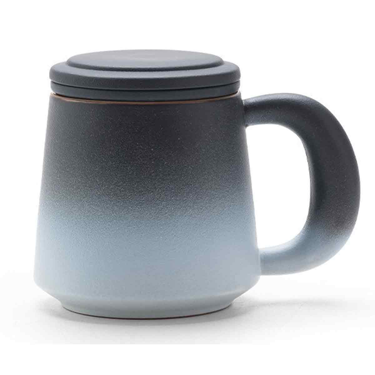 420-ml-keramik-teebecher Mit Edelstahl-teesieb Und Deckel (schwarz/weiß) - 420-ml-keramik-teebecher Mit Edelstahl-teesieb Und Deckel (schwarz/weiß)