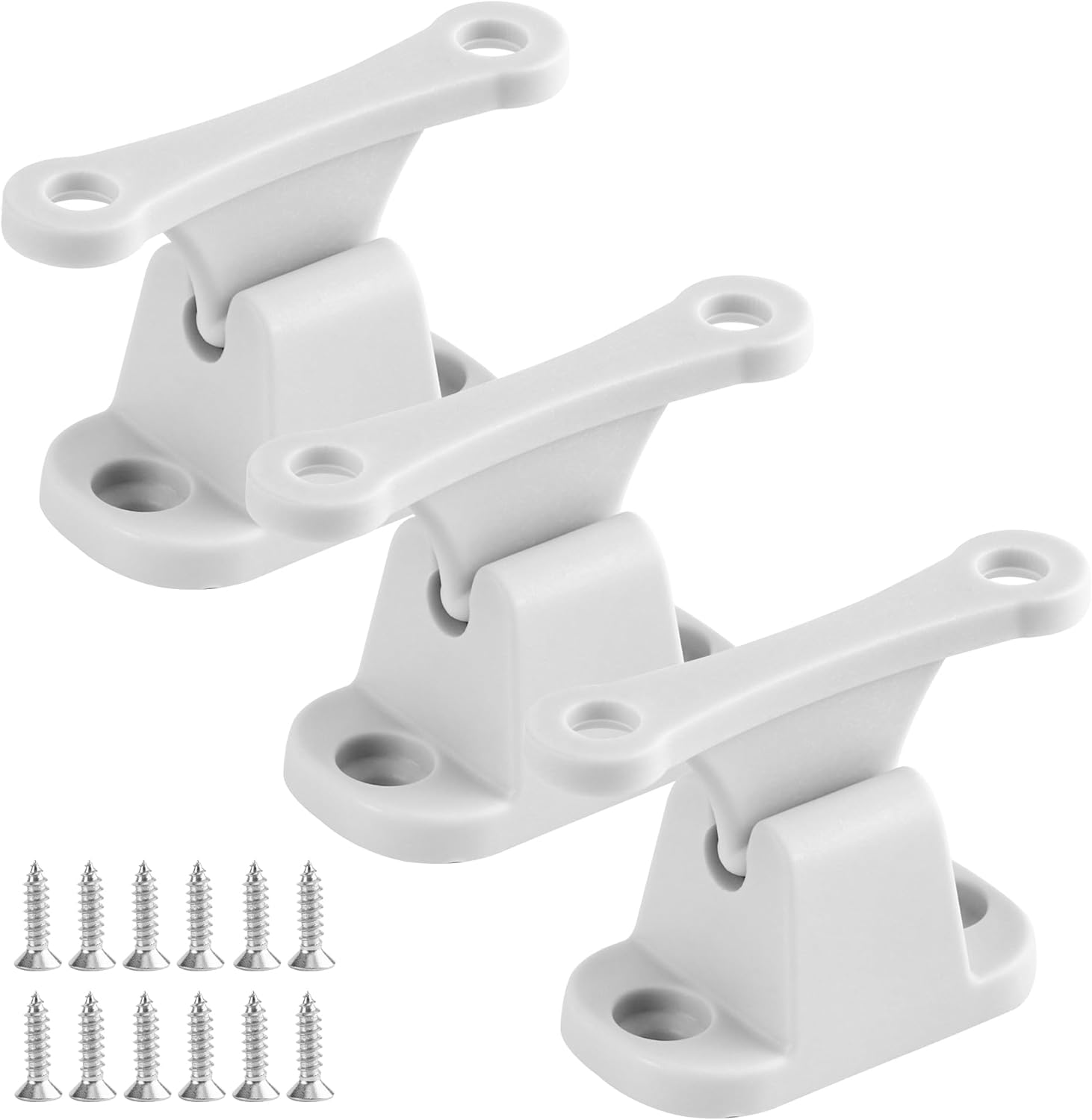 3 Paar Türriegel – Türstopper – Weiße, Uv-beständige Kunststoffbefestigung Für Wohnwagen Und Wohnmobile, 7,3 Cm