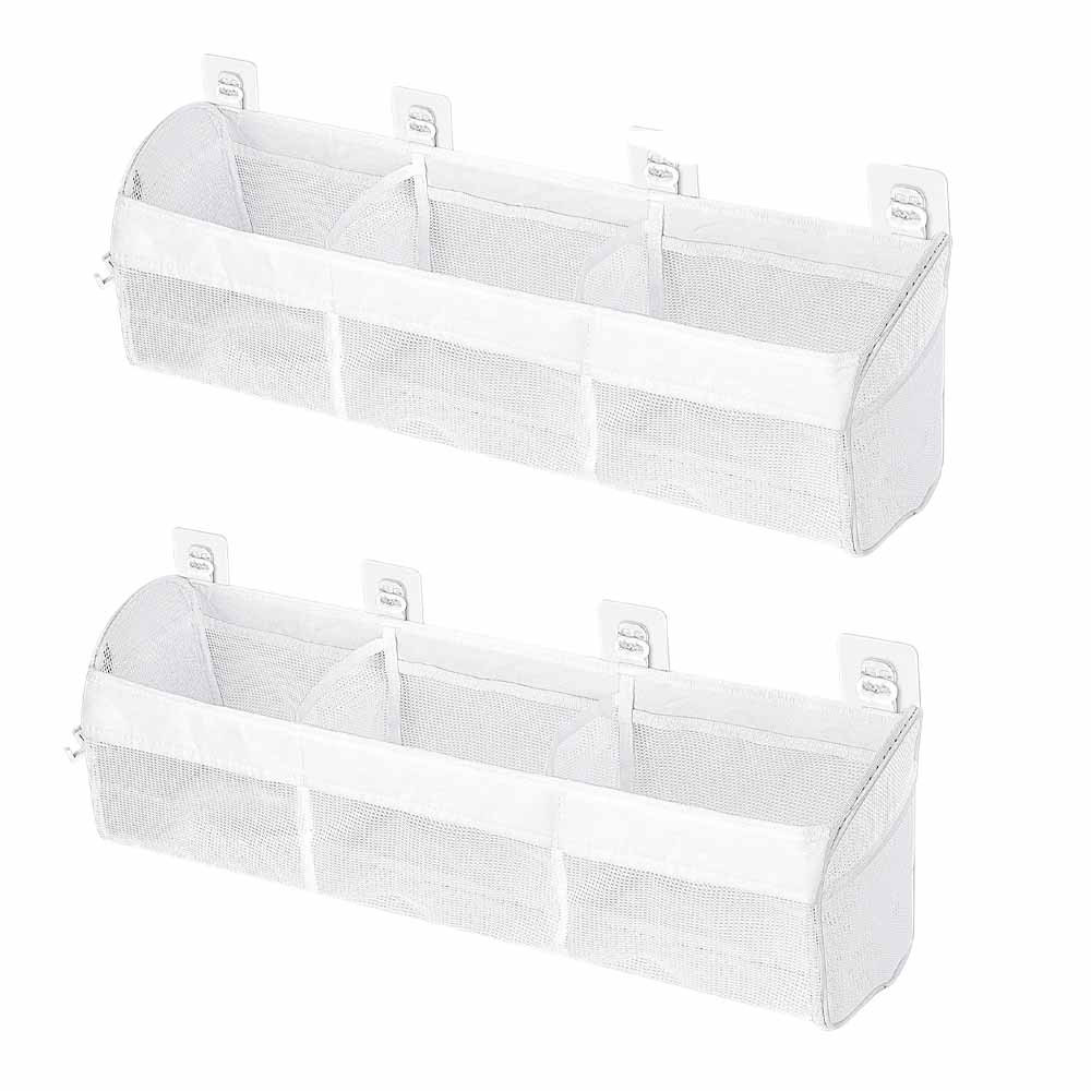 2er-pack Aufbewahrungsbeutel Für Badespielzeug, Weiß, Geeignet Für Badewanne Und Badezimmer. Drei Fächer, Ideal Zum Organisieren.