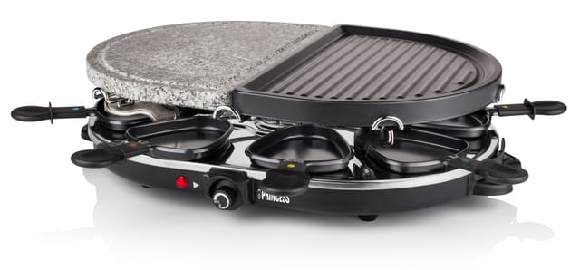 Princess - raclette Partygrill oval mit Steinplatte & Grillplatte für 8 Personen, 1200 Watt