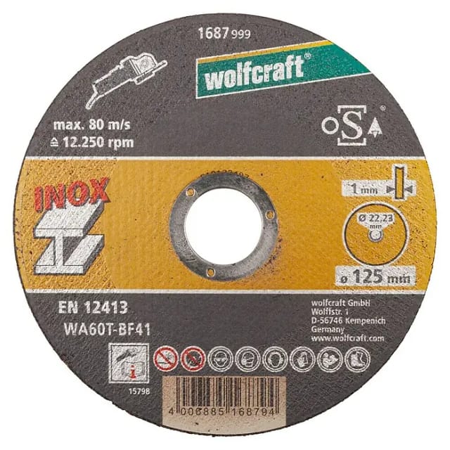 Wolfcraft - Präzisionstrennscheibe für Edelstahl 125 x 1,0 x 22,23 mm (1687999)