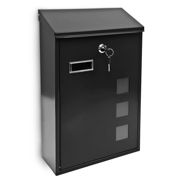 Design Briefkasten aus Metall 25x40 cm Schwarz