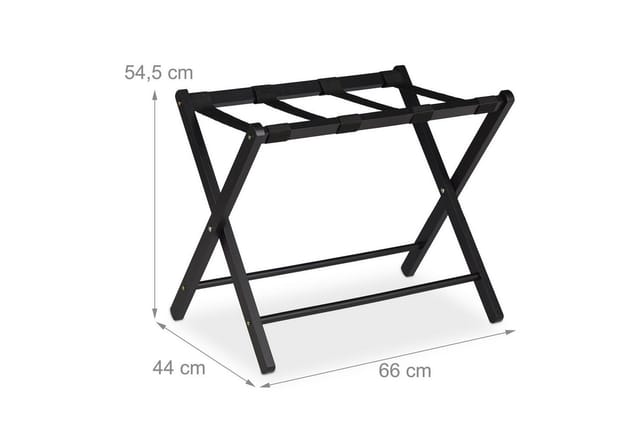 Relaxdays - Kofferständer klappbar, Holz Gepäckablage, hbt: 54,5 x 66 x 44 cm, Kofferhocker für Hotel & Zuhause, schwarz