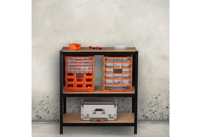 Schwerlastregal xl, Traglast 1325 kg, 220x100x45 cm, 5 Böden, zum Stecken, Stahl, für Keller & Garage, schwarz - Relaxdays