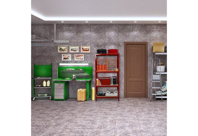 Schwerlastregal, Traglast 700 kg, 150x70x30 cm, 4 Böden, zum Stecken, Stahl, Lagerregal Keller, Garage, rot - Relaxdays