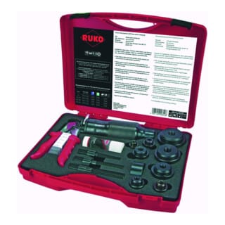 RUKO Schraublochstanzen-Satz mit kompakter Handhydraulikstanze im Kunststoffkoffer - 14 tlg. - 109004
