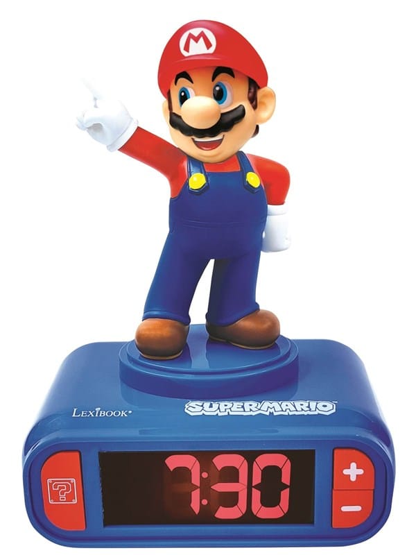 LEXIBOOK Digitaler Nachtlichtwecker – Super Mario – 3D-Licht und Sound – Blau und Rot – Kinder