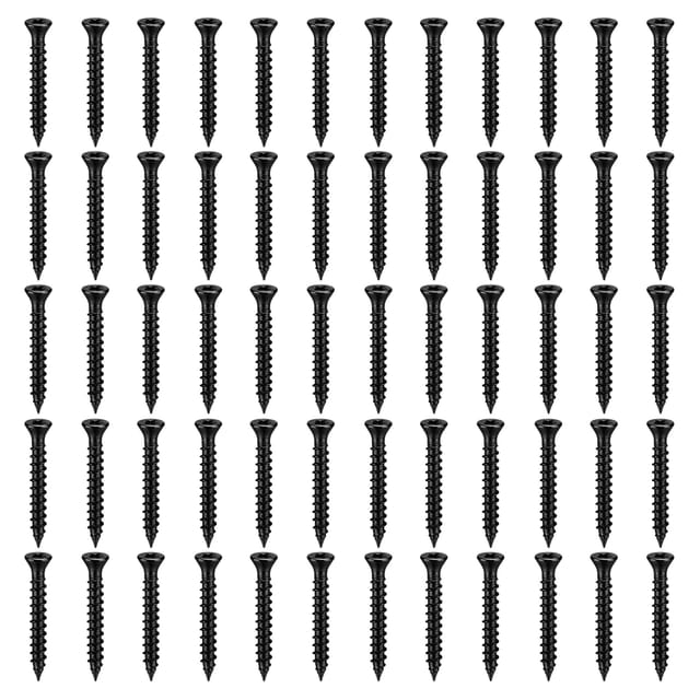 Wiltec - 60x Schrauben 3,5 x 20 mm Sechsrund T15 Selbstschneidend Senkkopf – in Schwarz – für alle Schraubarbeiten, z. b. Terrassendielen und