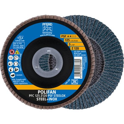 PFERD 69398195 PFC 125 Z 120 PSF STEELOX Fächerschleifscheibe Durchmesser 125 mm 5 St.