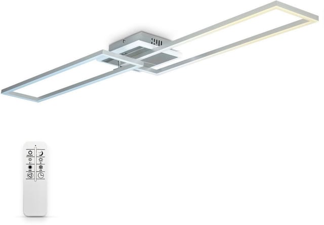 B.k.licht - Deckenlampe 110x24,8 cm - 40W, 5200lm, led, dimmbar, Fernbedienung, cct, silberfarbig