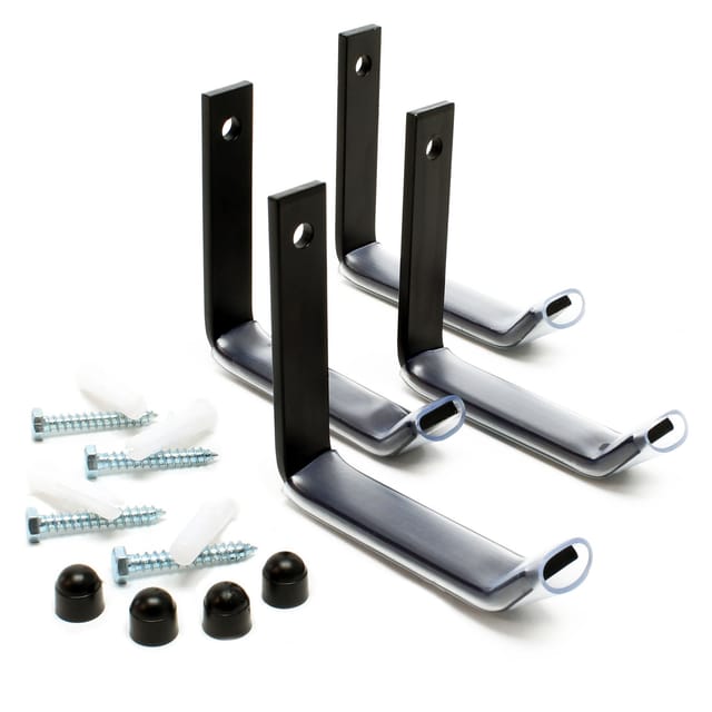 Wiltec - Reifenhalter Wandhalterung für 4 Reifen – 106 x 20 x 102 mm – aus Stahl – max. Traglast 25 kg je Halter – Zubehör für Reifen Reifenregal