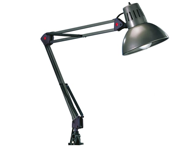 Gelenkleuchte/Klemmlampe, E27, Höhe max. 90cm verstellbar, aluminiumfarben