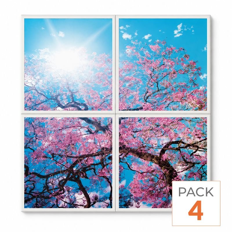 Dekoratives Led-panel 60x60 40w Kirschblüten-motiv Cct (4er-set)