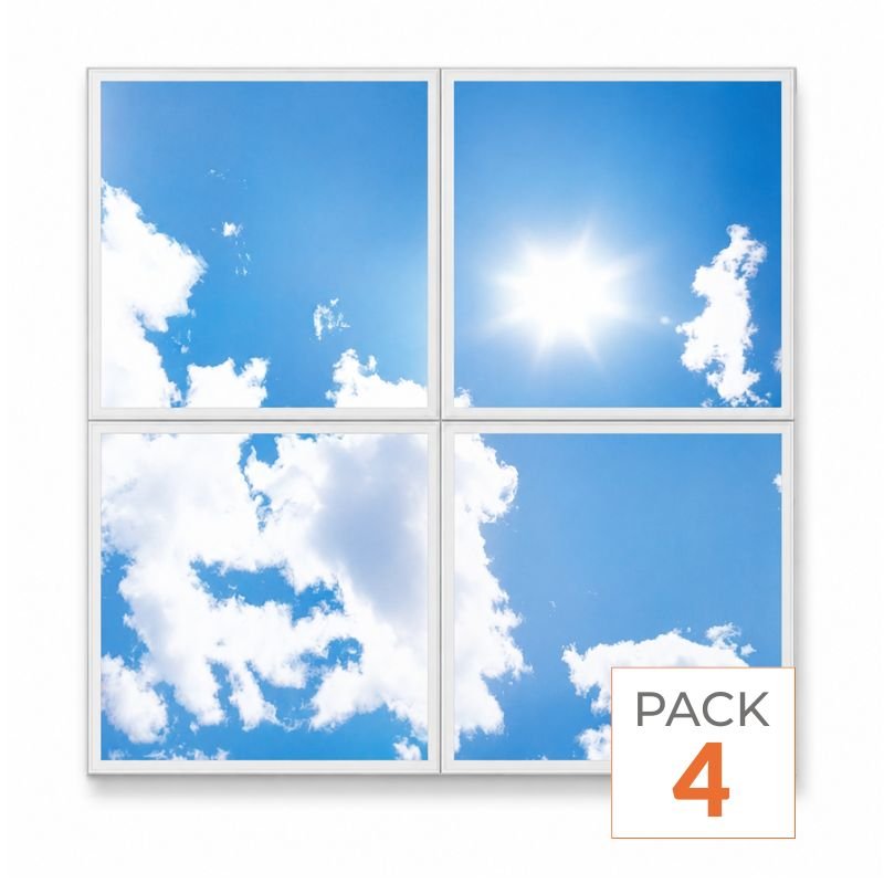 Dekoratives Led-panel 60x60 40w Blauer-himmel-motiv Cct (4er-set)