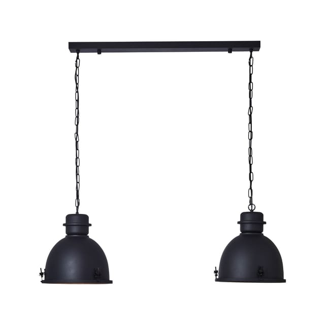 Lampe, Kiki Pendelleuchte 2flg schwarz korund, Metall, 2x A60, E27, 52W,Normallampen (nicht enthalten) - Brilliant