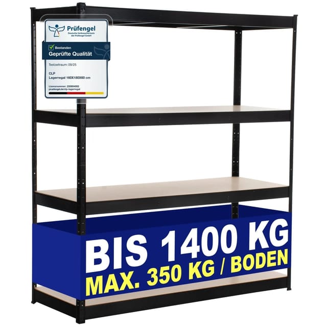 Lagerregal 160x60x180 cm schwarz