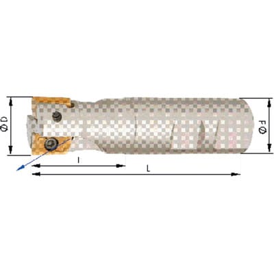Schaftfräser zylindrisch D25mm Z2 für apet/apmt/apkt 1604. Format