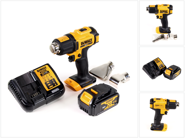 Dce 530 M1 Akku Heißluftpistole 18V 530°C + 1x Akku 4,0Ah + 1x Lader + Flächen- und Reflektordüse - Dewalt