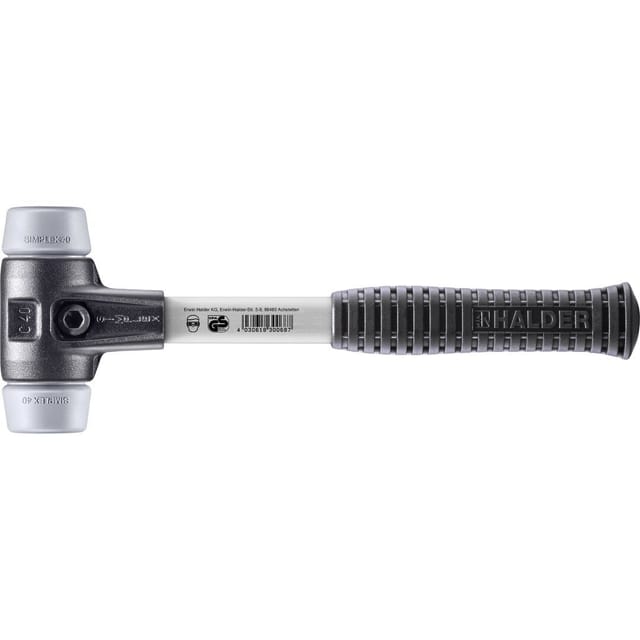 SIMPLEX-Schonhammer, TPE-mid mit verstärktem Tempergussgehäuse und Fiberglasstiel D=40 mm 3703.040