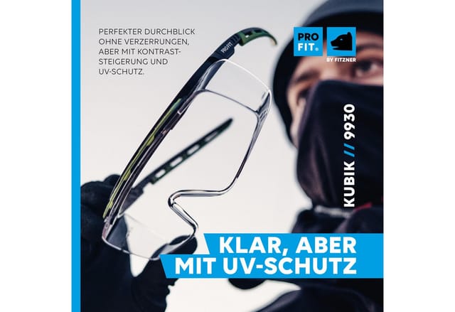 Schutzbrille Kubik en 166, en 170 Bügel schwarz/grün, Scheibe klar Polycarbonat