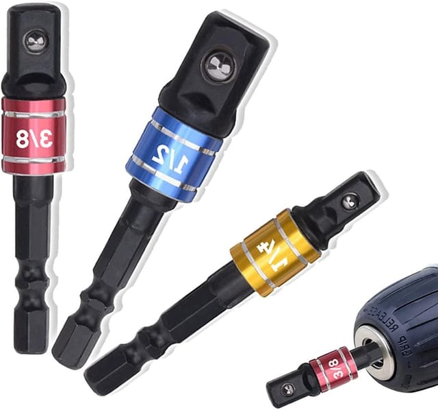Groofoo - Ahlsen Steckschlüssel-halter-adapter, 1/4 Zoll, 3/8 Zoll, 1/2 Zoll Steckschlüssel-halter-adapter Für Schlagschrauber, Steckschlüssel-halter-adapter, Schlagschrauber, Steckschlüssel-bohrschrauber, Set