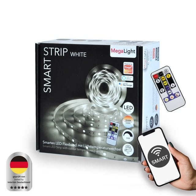 MegaLight LED Stripe 5m Tuya Smart 24W, dimmbar, warmweiß-kaltweiß LED-Stripe
