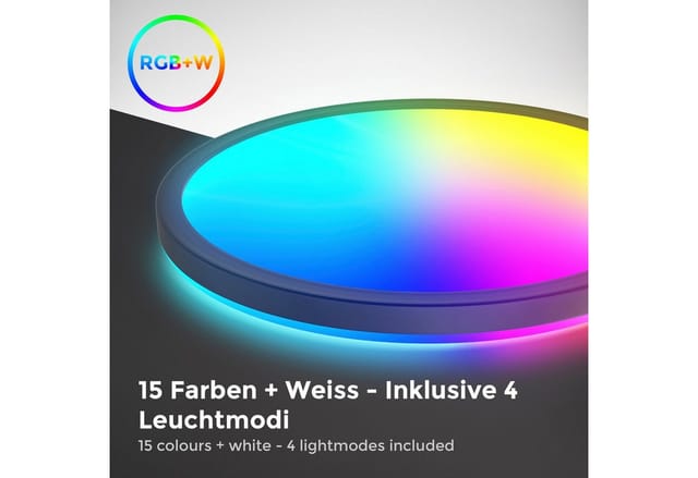 Led Panel 29 cm - 15W, 1850lm, dimmbar, Fernbedienung, rgbw, schwarz
