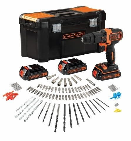 BLACK+DECKER BDCHD181B3A Akku Schlagbohrschrauber 18V/3x1,5Ah Zubehör 120-tlg Koffer