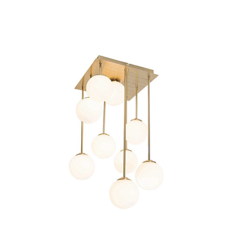 Moderne Deckenleuchte Gold mit Opalglas 9 Lichter - Athens Bild 2