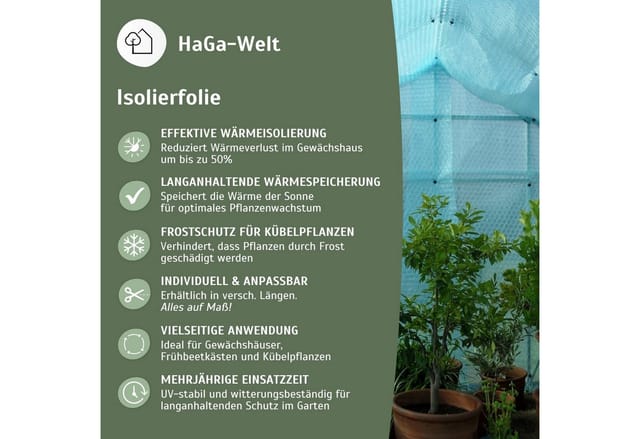 Haga - luftpolsterfolie in 1,5m Br. (Meterware) Noppenfolie für Gewächshaus
