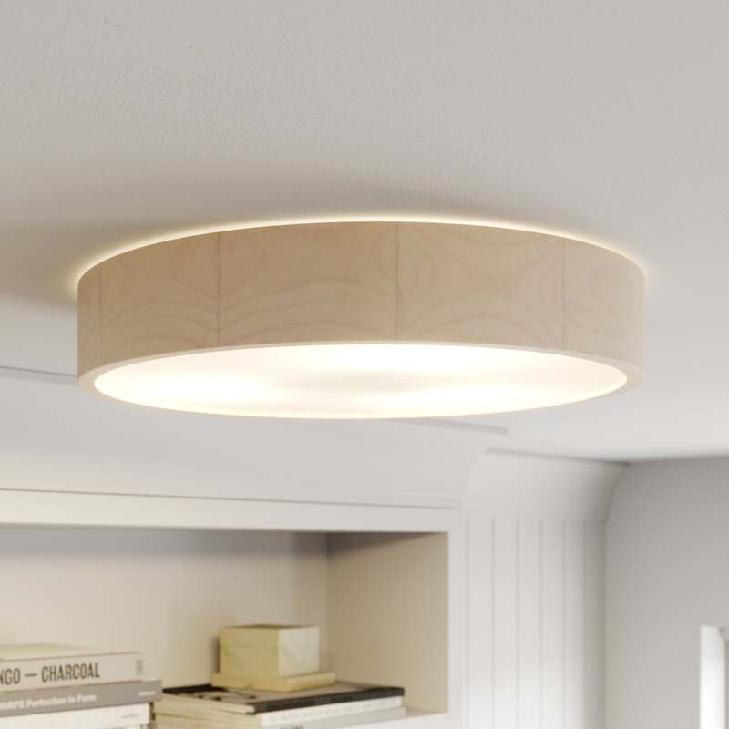 [neuwertig] B-ware Envostar Deckenlampe Leuchte Kerio Led Dimmbar Holz Glas Weiß Ø47cm 8cm Hoch