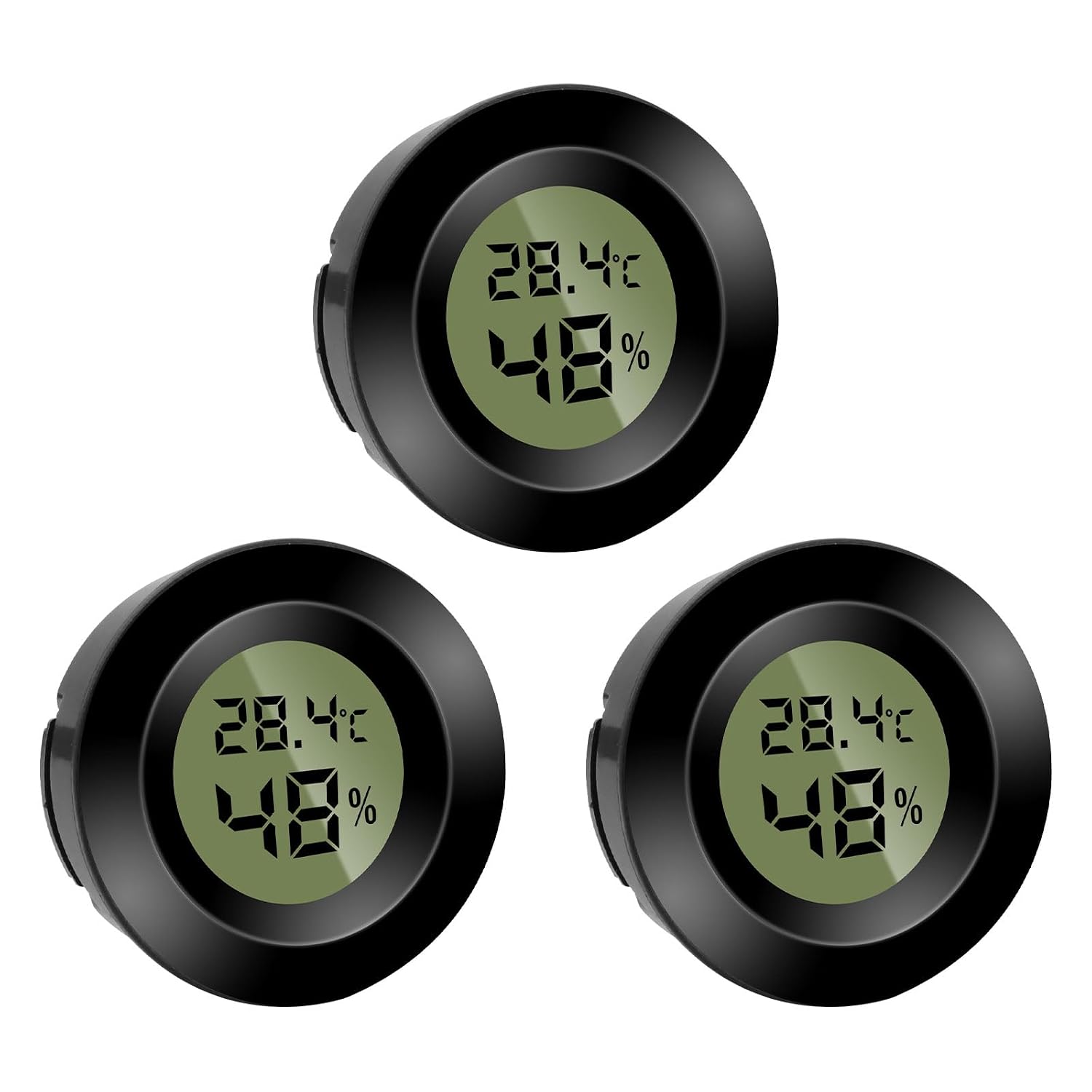 3 Stück Mini Digital Hygrometer Thermometer Rund Luftfeuchtigkeitsmessgerät Temperatur Feuchtemessgerät Fahrenheit (℉) Or Celsius(℃) Für Innenraum Büro Wohnzimmer (batterien Enthalten) (3)