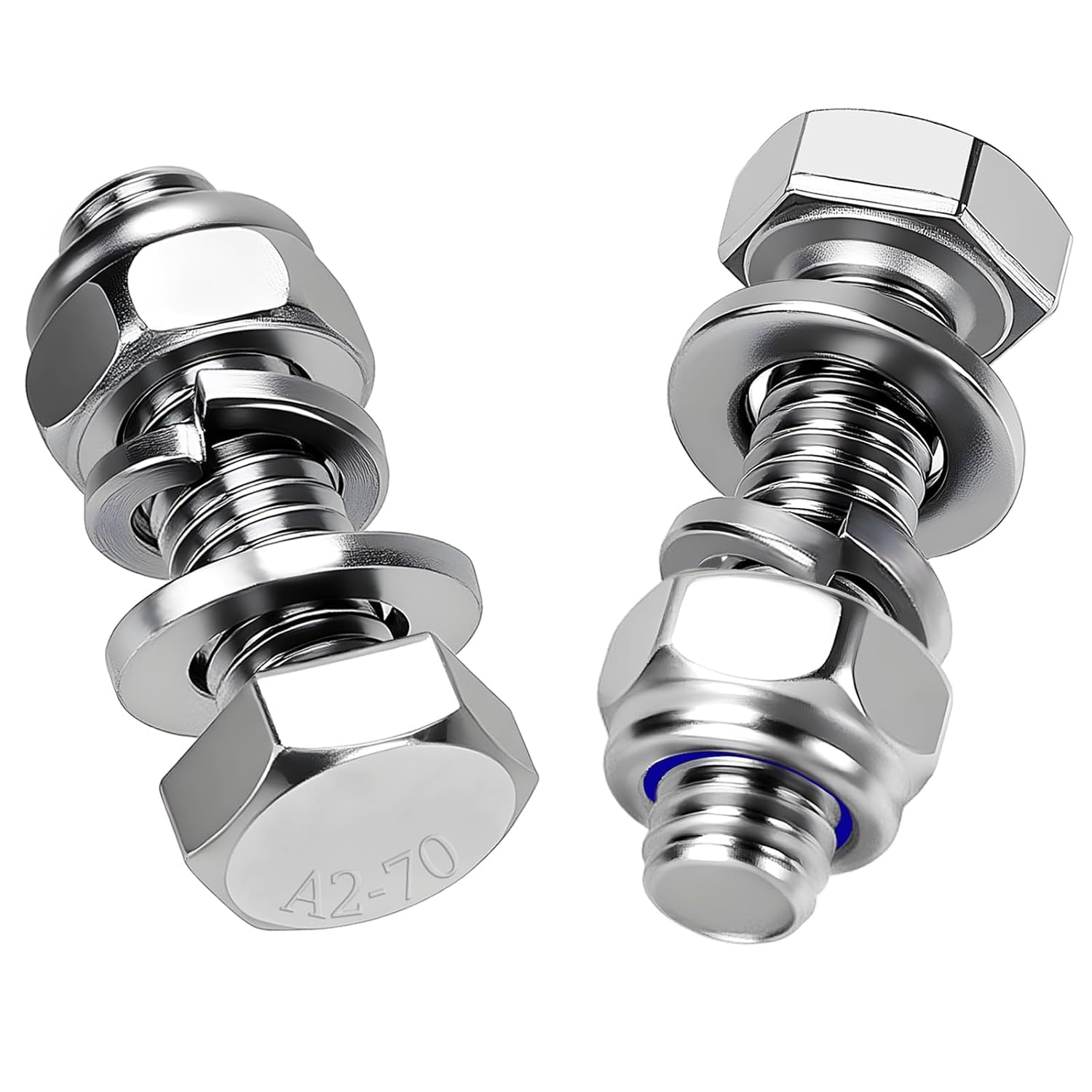 M6 Sechskantschraube Und Muttern Set 15 Stk Edelstahlschrauben M6x30 Mm Schrauben Edelstahl A2 V2a, Din 933, Außensechskant, Mit Selbstsichernde Muttern, Unterlegscheiben, Federringe