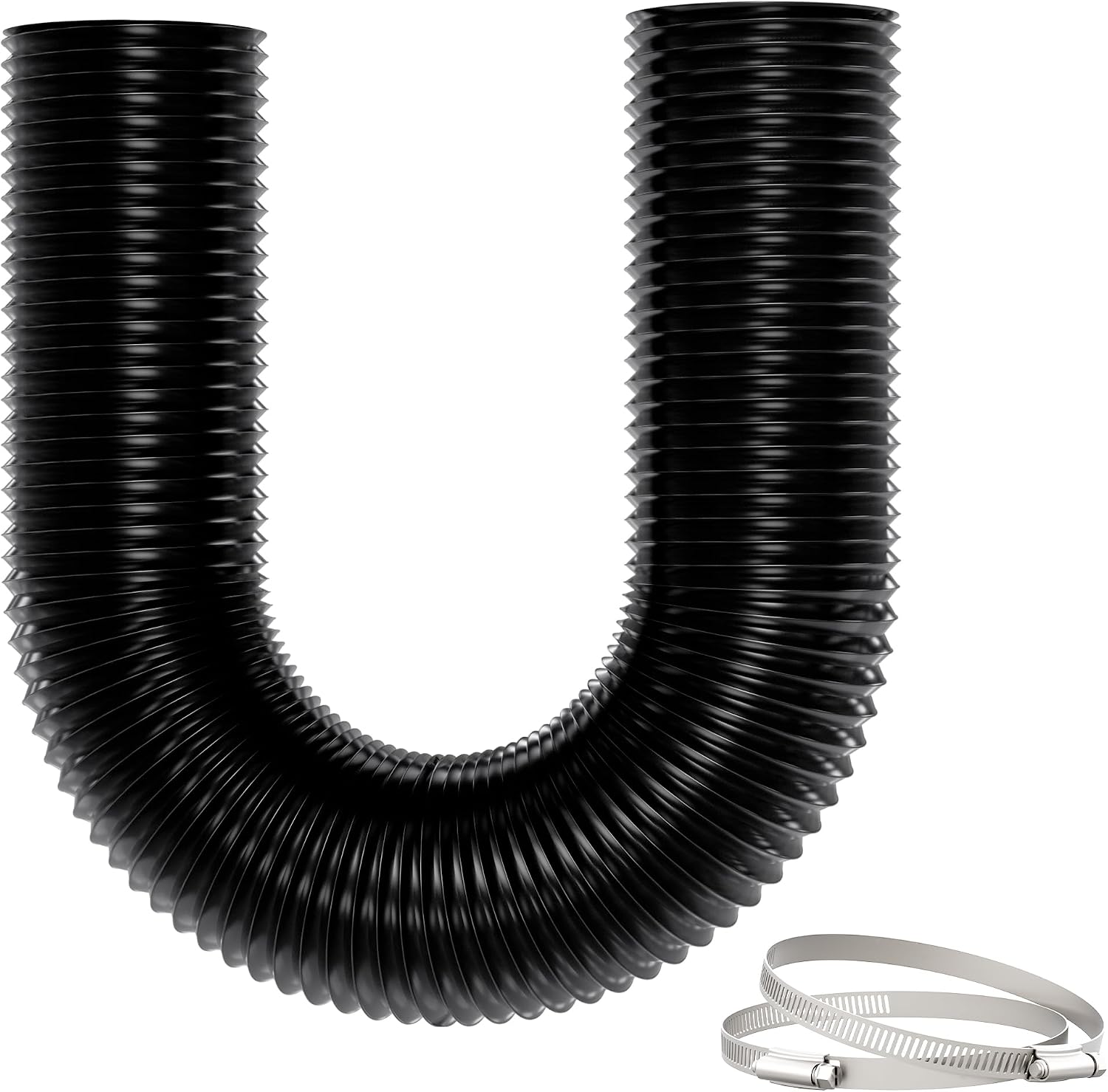 100mm Pvc Abluftschlauch, 3 M 5-schicht Alurohr Lüftungsschlauch Mit 2 Schlauchschelle Edelstahl, Abluftrohr Für Mobile Klimaanlage, Trockner, Abluftventilator, Abzugshaube, Belüftungssystem