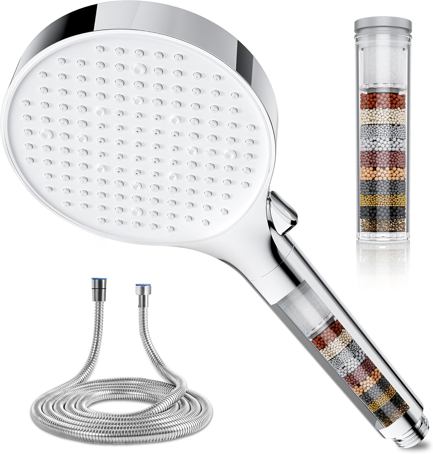 Magichome Duschkopf Mit Filter, Hochdruck Duschkopf Mit Schlauch 1,5m, Handbrause 6 Strahlarten, Duschkopf In 25 Schichten Filtration Duschbrause Für Hartes Wasser,rest-chlor,bakterien, Schwermetall