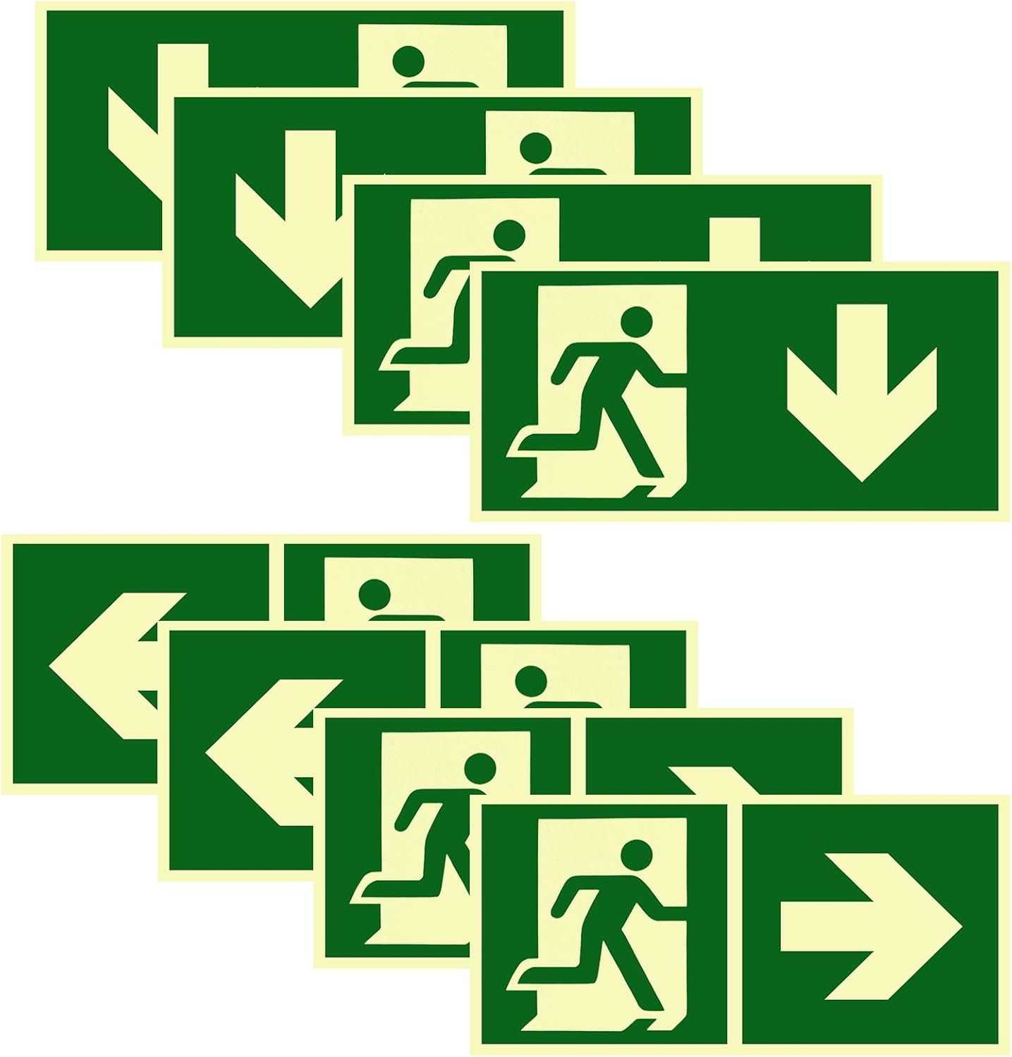 8 Stück Notausgangsschild Nachleuchtend Selbstklebend Fluchtwegschilder Pvc Notausgang Schild Fluchtwegschilder Nachleuchtend Hochwertiges Notausgangsschild (300x150mm)